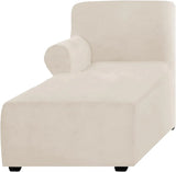 Velvet Chaise Lounge Slipcover, Stretch Anti Slip Sofa Protector for Pets, Left Beige V1188-MS-721-285