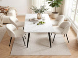 1 Artiss Dining Table and 4 Chairs Set White Marble Style DSET-MAR150-KJC150-WHX4