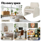 Artiss Armchair Accent Chair Lounge Tub Sofa Couch Curved Arm Seat Boucle White UPHO-E-ARM-02-TED-WH