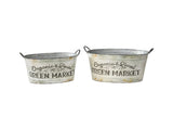 Set 2 Oval Organic Market Planter Storage Buckets 38cm V637-11043BKT
