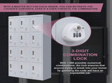 12-Door Locker for Office Gym Shed School Home Storage - 3-Digit Combination Lock V63-839071