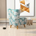 Armchair High back Lounge Accent Chair Designer Printed Fabric with Wooden Leg V43-AC-ROSEGR-C