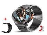 Black-orange Steel Belts Outdoor Smartwatch with 1.45-Inch HD Round Screen and Flashlight V888-ELOSUNG28598