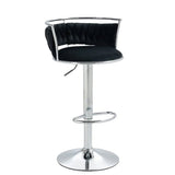 SERENIT Silver Swivel Upholstered Velvet Adjustable Height Counter Stool with Metal Frame Black V255-GP2311R-BLACK