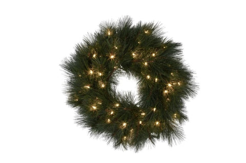 61cm Long Needle Christmas Wreath with Lights 112_HZLN61L