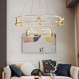 BAMDECOR A209 Colette Ceiling Chandelier Led Modern Circular Art Aluminum Light Fixture for Living V255-BAM-A209/2-GOLD