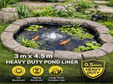 Heavy Duty 0.5mm HDPE Pond Liner Waterproof Sheet 4.5m x 3m for Garden & Fish Ponds V324-PDLINER45X3