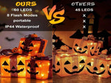 3 Pack Lighted Halloween Pumpkin Gift Boxes, 60 LED Battery Operated Jack O Lantern Decorations with V1107-130-71574