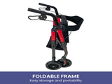 Orthonica Foldable Mobility Steel Rollator 136kg Max Capacity Red FRW-MAS-029-RD