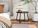 Outdoor Metal Side Table Rust-Resistant Patio Small Round End Table, Accent Coffee Table for V1338-WAK0050
