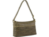 Pierre Cardin Womens Leather Perforated Cross Body Bag w/ Stud Detailing Travel - Olive V563-PC-3344-OLIVE