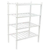 4 Tier Shoe Rack White Stackable Shoes Rack Organizer Multifunctional Bamboo Shoe Rack for Home V1294-YM0521-3117230094411