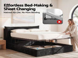 Artiss Queen Bed Frame with Horizontal Gas Lift Storage with LED Light USB Type-C Charging Station BFRAME-H-HYDE-Q-BK-ABCD