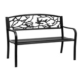 Gardeon Outdoor Bench Seat Garden Steel Outdoor Furniture 3 Seater Park Black GB-STEEL-XG220-BK