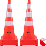 VEVOR Safety Cones, 6" x 36" Cones, PVC Orange Construction Cones, Reflective Collars V952-AQZYCQHBJ3636KKUBV0