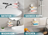 Double Layer Soap Dish and Shower Caddy Suction Cup, Bathroom Shelf Storage Basket Wall Mounted V1189-LC-AMZ-00273