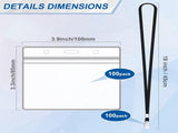 100Pcs Lanyards for Id Badges and 100 Pcs Clear Plastic Horizontal Name Badge ID Card Holders, Flat V1258-DP02-WO-530