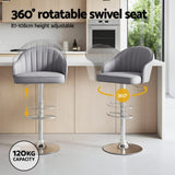 Artiss 2x Bar Stools Kitchen Swivel Gas Lift Counter Chair Shell Leather Grey BA-K-256-GYX2