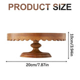 Durable Scallop Acacia Wood Cake Stand Pedestal Stand For Everyday & Special Occasion Dessert V1370-AZ4-15848