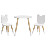 Keezi 3 Piece Kids Table and Chairs Set Activity Playing Study Children Desk FURNI-C-KTC-ROUND-WH