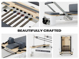 PROFLEX Aluminium Pilates Reformer Machine, Stretch Bed with box and jump board accessories V219-PILALUPFA8GA