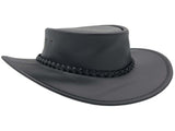 Jacaru Swagman Leather Outback Hat Wide Brim - Black V563-1003-BLACK-XL