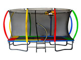 Kahuna 6 ft x 9 ft Rectangular Outdoor Trampoline with Basketball Set Rainbow TRA-FJP-RCT-69V-RB-BB