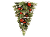 Christabelle 90cm Jingle Bells Christmas Teardrop Wreath Pre Lit Warm White LED Baubles Berries 112_SENJB90T