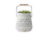 Distressed Flower Market Planter w Handle 26cm V637-11041PLN