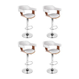 4x Artiss Bar Stools Gas Lift Leather with Armrest White BA-TW-8006A-WHX4