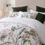 Bianca Lorna White Floral Printed Quilted Bedspread Set Queen V442-BCA-BEDSPREAD-LORNA-WHITE-QS