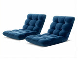Artiss 2PCS Floor Lounge Sofa Bed Flannel Fabric Navy FLOOR-SBL-M193-S-NAX2
