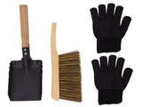 Fireplace Ash Shovel Brush Set Coal Hearth Clean Tools for Home with Black Silicone Gloves V1294-YM0706-3117230149711