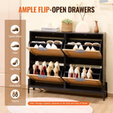 VEVOR Rattan Shoe Storage Cabinet Shoe Storage Organizer with 4 Flip Drawers V952-FCTBXJ4C3744YMK5GV0