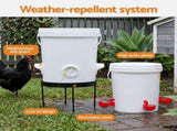 Giantz 20L X2 Chicken Feeder Waterer Set Automatic Poultry Dispenser Metal Stand FIK-FEEDER-ST-20L-WH