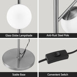 Artiss 3-Light Tree Floor Lamp 165cm Tall Standing Light with Sphere Glass Shades for Modern Homes LAMP-FLOOR-3-GL-SL