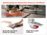 Stainless Steel Table, 60 x 76 cm Food Prep Worktable with Wheels, Kitchen Prep Table with V952-DLGZT2CWDB248JRDY001V0