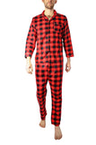 Mens Flannelette Pyjama Set 100% Cotton Long Sleeve Pants Soft Warm PJs - Red - L V563-JSPJ3-190-L