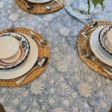 Rectangle Tablecloth Table Cover Flower Pattern Dining Table Cloth - Hamptons Blue V563-0080