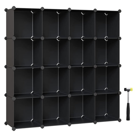 SONGMICS 16 Cube Storage Organizer Storage with Rubber Mallet Black V227-8498402112991