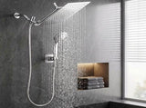 Cefito High-Pressure Rain Shower Head with Handheld, Gear-Lock Anti-Sag Arm for Family Spa, 12" SHOWER-B2-SQRO-10-SI