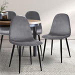 Artiss Dining Chairs Set of 4 Velvet Curved Slope Grey MO-DIN-01-VEL-GYX4