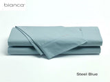 Bianca Heston Cotton Percale Sheet Set Steel Blue King Single V442-BCA-SHEETS-HESTON-STEELBLUE-KS
