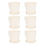 6Pcs Small Plant Pot Lightweight Versatile Simple Style Plastic Flower Pot with Trays for Indoor V1294-YM0901-3111240201811