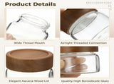 6PCS Airtight Glass Canisters, 3.7oz Glass Storage Jars with Acacia Wood Lids, Clear Food Storage V1192-AZ-W-18387