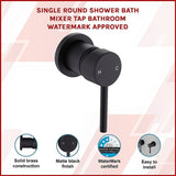Single Round Shower Bath Mixer Tap Bathroom WATERMARK Approved V63-847931