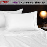 Morrissey 1700TC Cotton Rich Sheet Set White Queen V442-SIM-SHEETS-1700TCCOTTONRICH-WHITE-QS