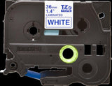 Genuine Brother TZe-263 Labelling Tape Cassette Blue on White, 36mm wide, 8m long Compatible with V177-L-COB-TZE-263