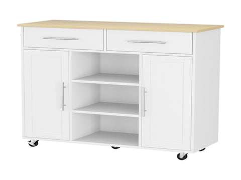 Artiss Kitchen Island Trolley Rolling Serving Cart Storage Drawer Cabinet 100cm White FUR-S-KI-100-WH-AB