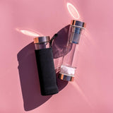 Rose Gold Crystal Bottle with Gemstone Base and Tea Infuser V573-CWBGBRQ